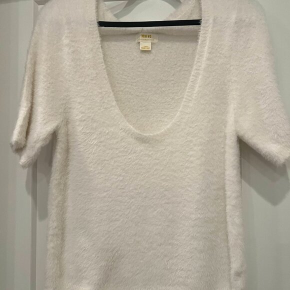 Like New, Eyelash Sweater Tee, White, L - Picture 4 of 5